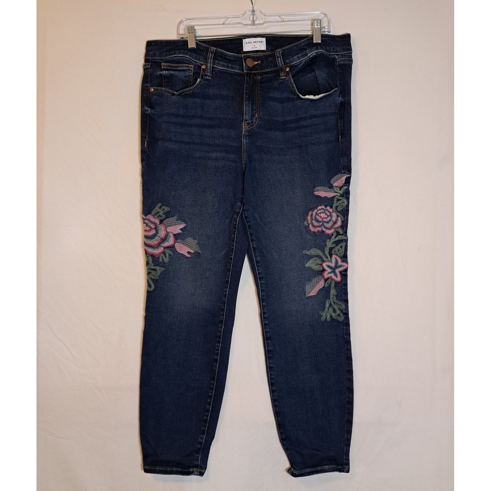 Lane Bryant Jeans Mid Rise Signature Skinny Embroidered Size 18 Floral Womens